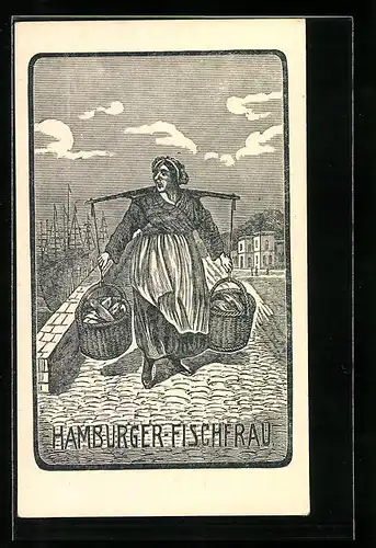 AK Hamburg, Hamburger Fischfrau mit Ware am Hafen, Alt-Hamburg-Tag im Zoo 1923