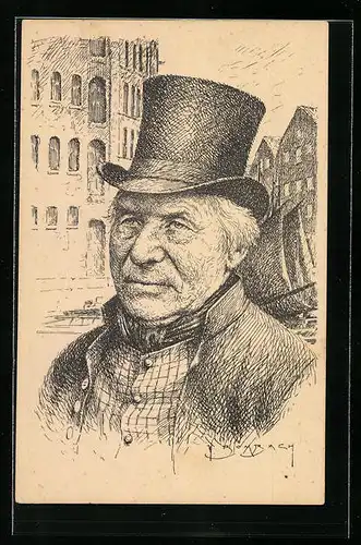 Künstler-AK Typischer Hamburger Quartiersmann