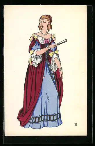 AK Junge Dame im Ballkleid, 1653