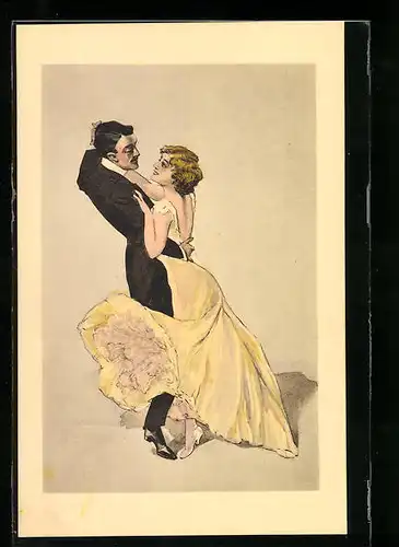 AK Paar in Abendkleidung in intimer Haltung beim Tanz