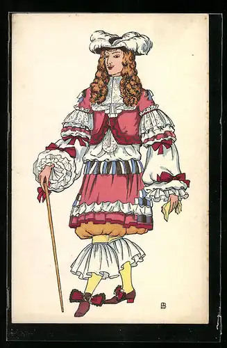 Künstler-AK Regne de Louis XIV 1668, Geckenhafte Mode
