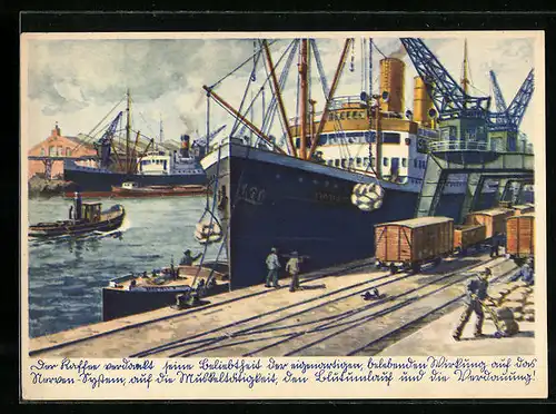 AK Bremen, Löschen einer Kaffee-Ladung im Hafen, Eduscho