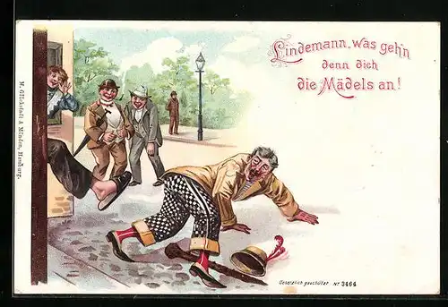 AK Mann wird mit einem Fusstritt auf die Strasse befördert, Scherz