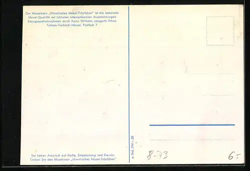 AK Reklame für Wein Himmlisches Mosel-Tröpfchen