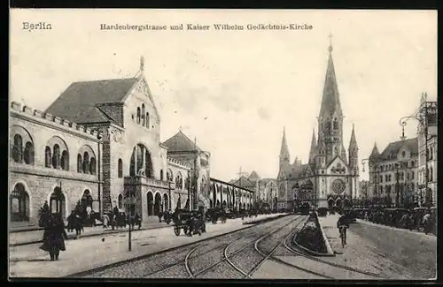 AK Berlin-Charlottenburg, Hardenbergstrasse und Kaiser Wilhelm-Gedächtniskirche