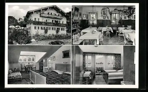 AK Gstadt am Chiemsee, Pension-Cafe zur Überfahrt, im Gastzimmer, Speisezimmer