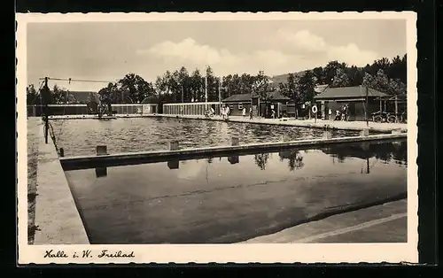 AK Halle i. W., Blick auf das Freibad