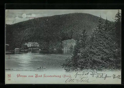 AK Bad Lauterberg / Harz, Ortspartie am Seeufer