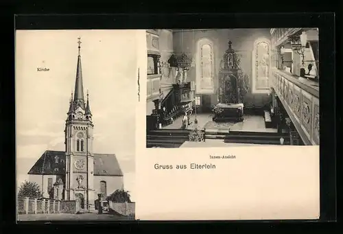 AK Elterlein, Kirche mit Innenansicht