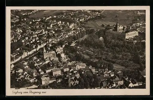 AK Siegburg, Ortsansicht vom Flugzeug aus