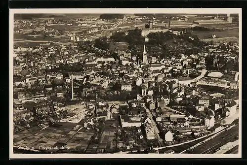 AK Siegburg, Ortsansicht aus der Vogelschau