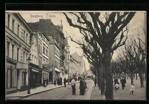 AK Siegburg, Passanten auf dem Marktplatz