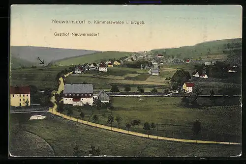 AK Neuwernsdorf b. Kämmerswalde, Ortsansicht mit Gasthof Neuwernsdorf