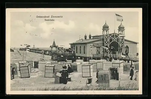 AK Zinnowitz, Seebrücke am Ostseestrand