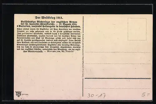 Künstler-AK Schlacht bei St. Quentin, Niederlage d. engl. Armee