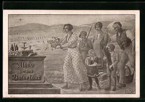 Künstler-AK Alles für das Vaterland, Kriegshilfe