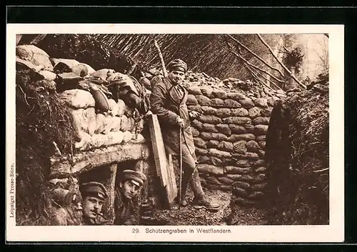AK Soldaten im Schützengraben in Westflandern
