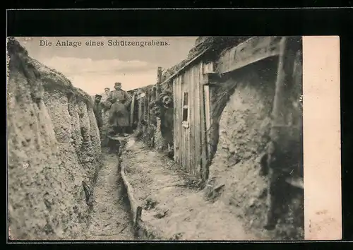 AK Soldaten in der Anlage eines Schützengrabens