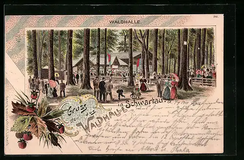 Lithographie Schwartau, Gasthof Waldhalle