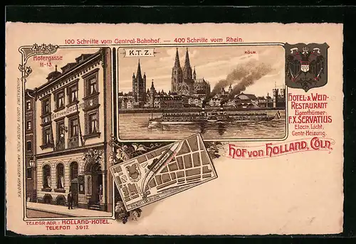 Lithographie Köln, Gasthof von Holland, Hofergasse 11-13