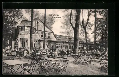 AK Schwartau, Gasthaus Waldhalle mit Garten