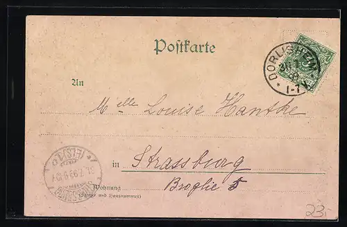 AK Dorlisheim, Restaurant zum Bahnhof, Weingut Villa Vogel, Alter Brunnen und Rathaus