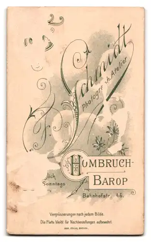 Fotografie F. Schmidt, Hombruch-Barop, Bahnhofstr. 46, Junge Dame mit zurückgebundenem Haar