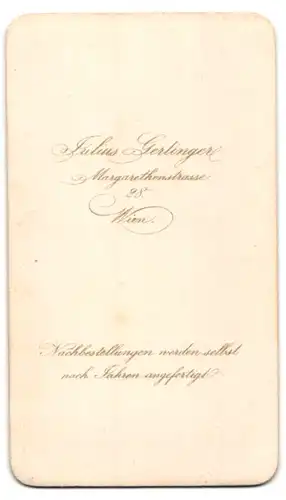 Fotografie Julius Gerlinger, Wien, Margarethenstr. 28, Elegant gekleideter Herr mit Schnauzbart