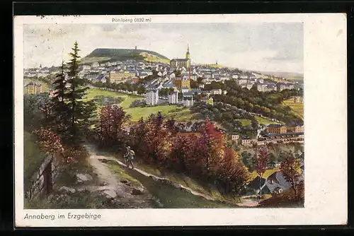 AK Annaberg i. Erzgeb., Totale mit Pöhlberg