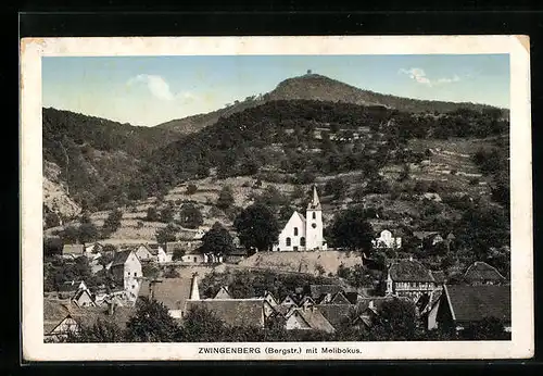 AK Zwingenberg a. Bergstr., Ortsansicht mit Melibokus