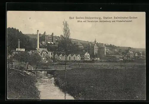 AK Bad Soden-Stolzenberg, Blick auf das Sanatorium u. die Kinderheilanstalt