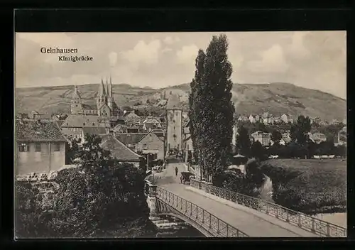 AK Gelnhausen, Ortsansicht mit Kinzigbrücke