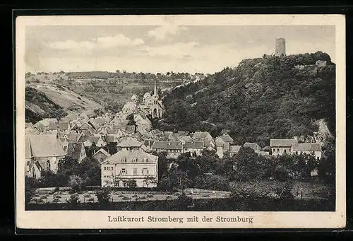 AK Stromberg im Hunsrück, Ortsansicht mit der Stromburg