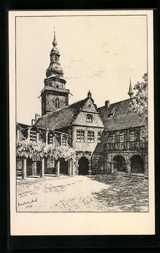 Künstler-AK Erbach, Marktplatz