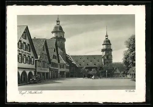 AK Freudenstadt im Schwarzwald, Stadtkirche am Marktplatz