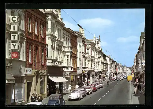 AK Siegburg, Kaiserstrasse mit VW-Käfer
