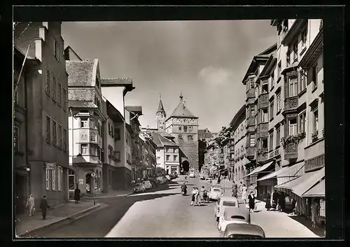 AK Rottweil, Strassenpartie mit Kirche