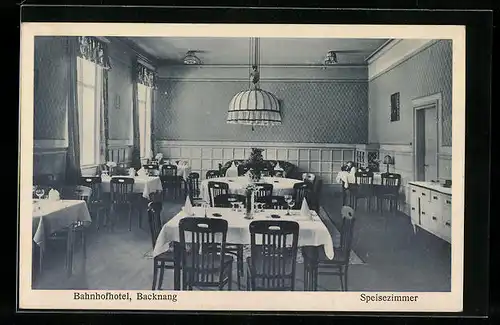 AK Backnang, Bahnhofhotel, Speisezimmer