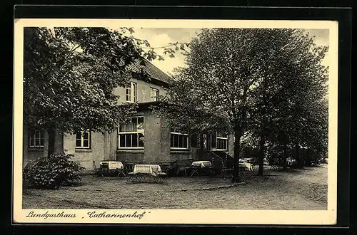 AK Wedel /Holst., Gasthaus Catharinenhof H. Hatje, Pinneberger-Landstrasse, Strassenansicht