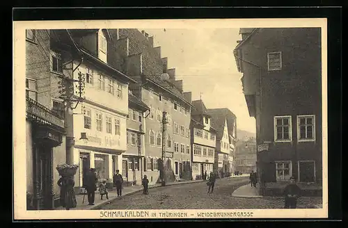 AK Schmalkalden in Thüringen, Strasse Weidebrunnergasse mit Weinhandlung