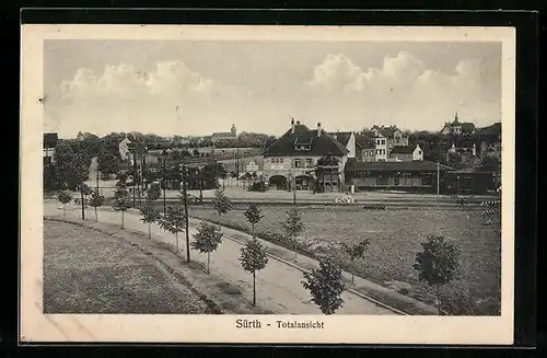 AK Sürth, Totalansicht mit Bahnhof und Landstrasse