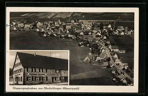 AK Oberbaldingen /Schwarzw., Gasthaus zum Hirschen M. Kienzle, Ortsansicht vom Flugzeug aus