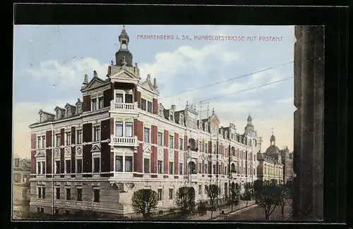AK Frankenberg i. Sa., Humboldtstrasse mit Postramt aus der Vogelschau