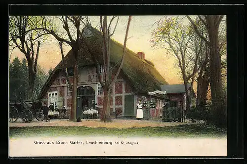 AK Leuchtenburg bei St. Magnus, Gasthaus Bruns Garten