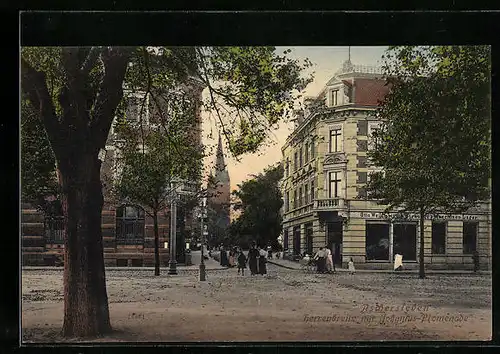 AK Aschersleben, Strasseneck Herrenbreite und Johannispromenade mit Geschäft