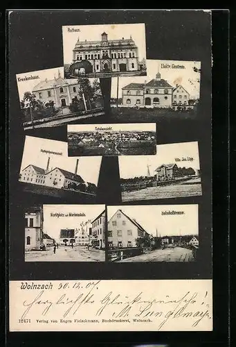 AK Wolnzach, Hofpräparieranstalt, Elektrische Zentrale, Villa Jos. Lipp