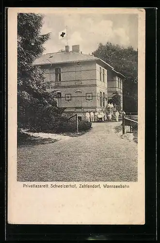 AK Berlin-Zehlendorf, Privatlazarett Schweizerhof, Wannseebahn