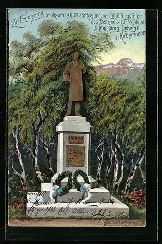 AK Kolbermoor, Enthüllung des Denkmals für König Ludwig II. am 19.9.1909