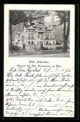 AK Bad Lauterberg im Harz, Villa Schneider