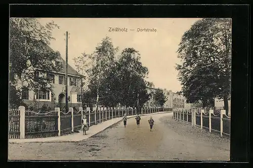 AK Zeissholz, Dorfstrasse mit Kindern